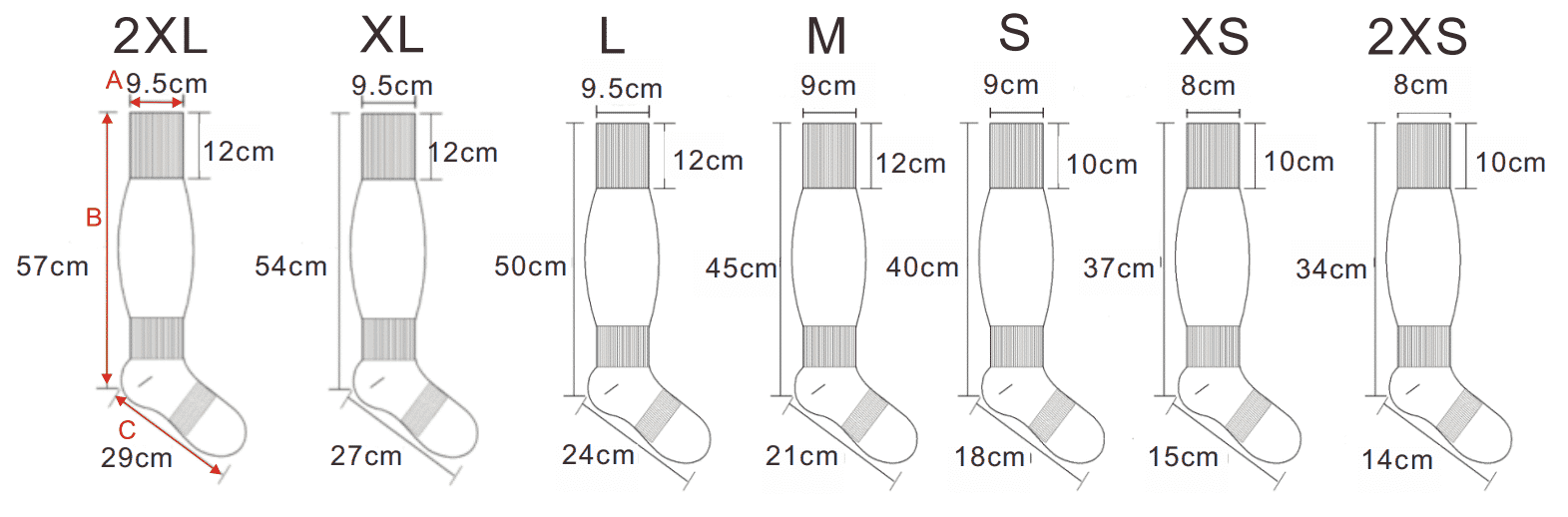 Sport Socks -Size Charts – JFRSPORTS